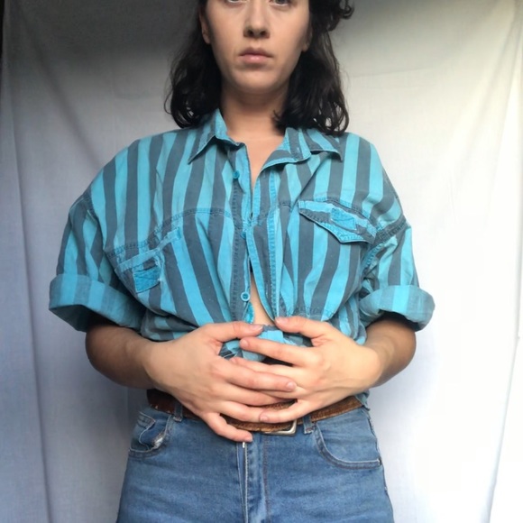 Short Sleeve Button Down Shirt Vintage Stripped - Picture 4 of 7